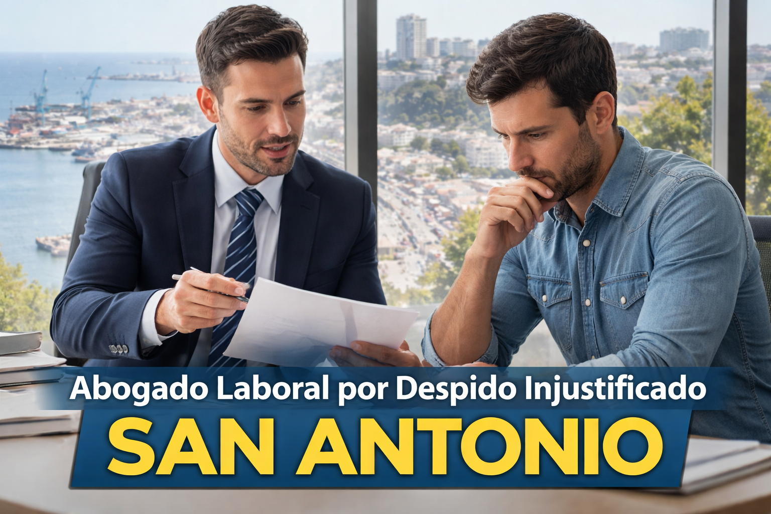 Abogado laboral asesorando a trabajador despedido injustificadamente en San Antonio, Región de Valparaíso, revisión de carta de despido e indemnización