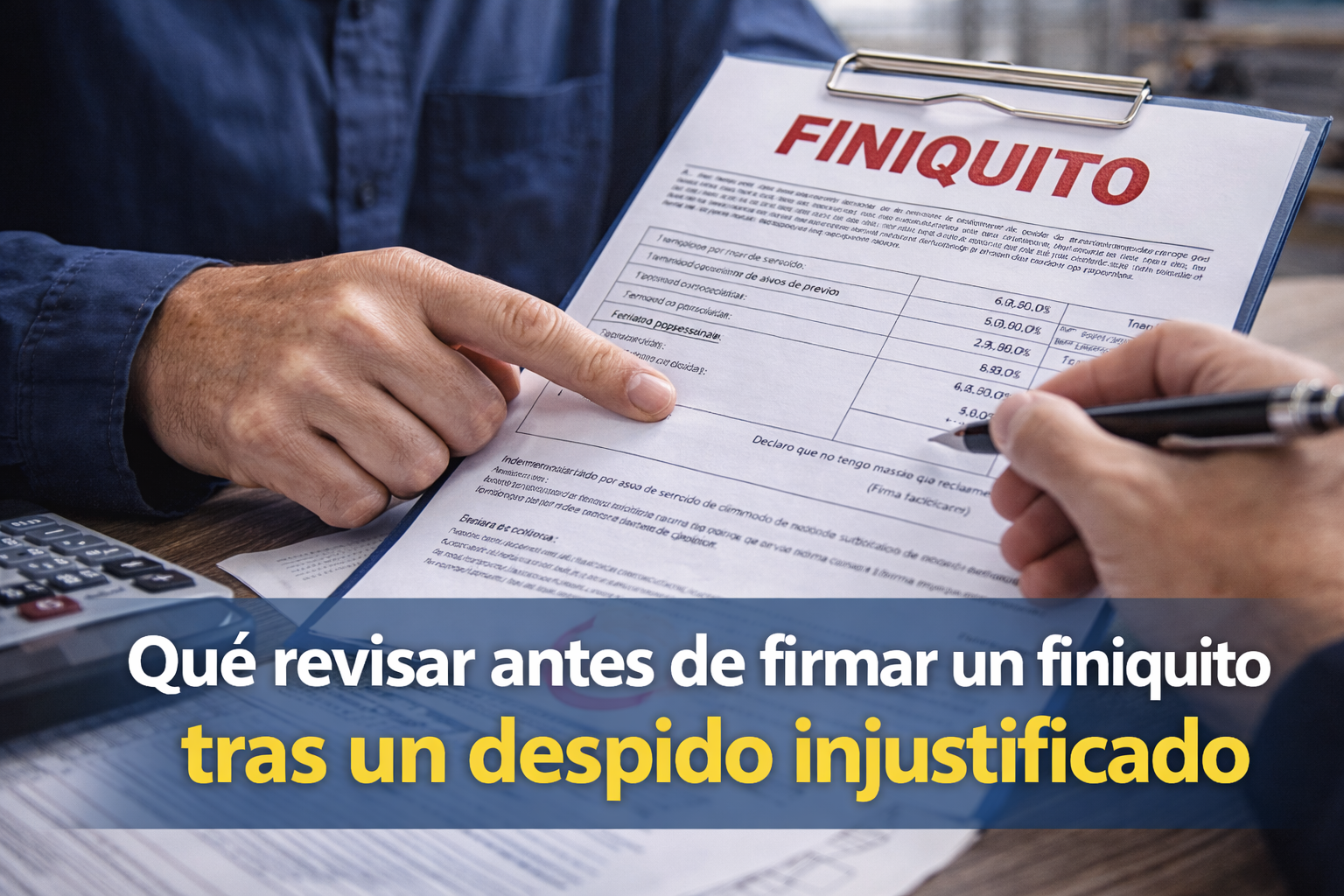 Revisión de finiquito laboral antes de firmar, análisis de indemnización y cláusulas tras un despido injustificado en Chile